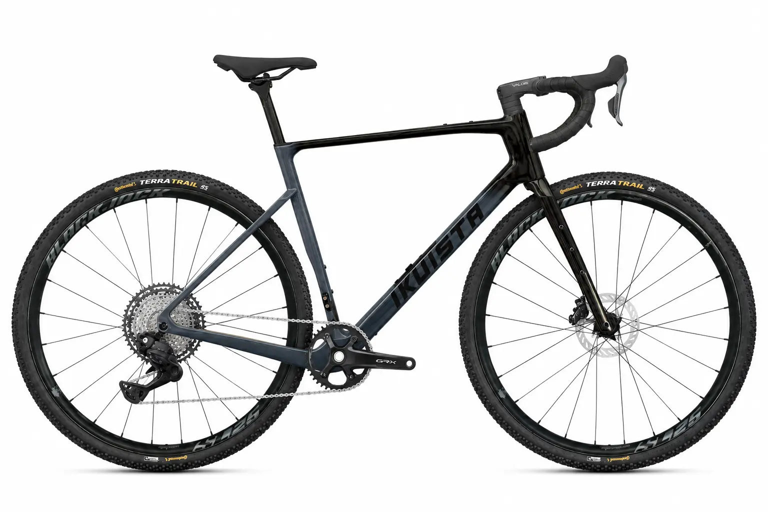 IKUISTA Halo carbon race gravel bike in Obsidian with Shimano GRX 700 Di2, drive side view