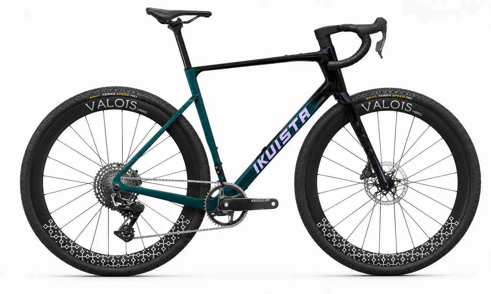IKUISTA Halo carbon race gravel bike in Abyss Cyan with SRAM Force XPLR AXS and Valois carbon wheels
