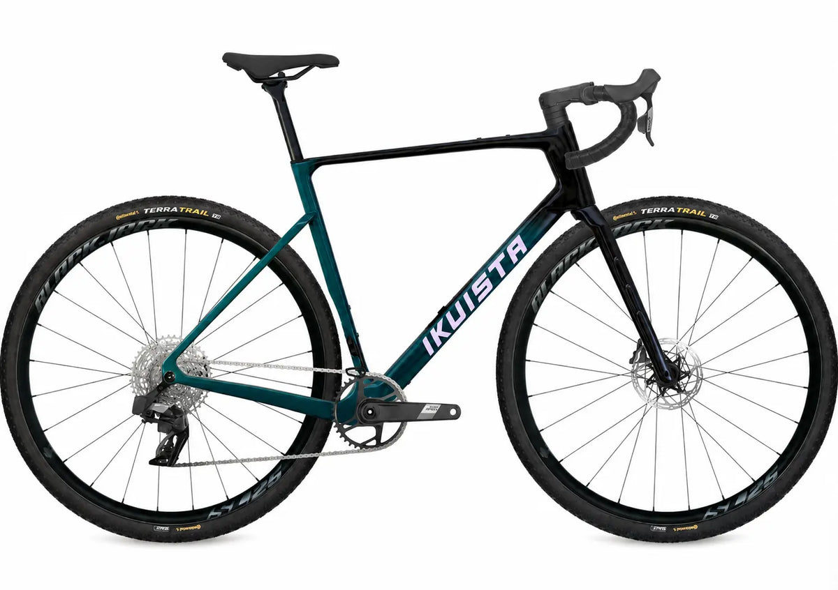 IKUISTA Halo carbon race gravel bike in Abyss Cyan with SRAM Apex XPLR AXS, single chainring gravel build