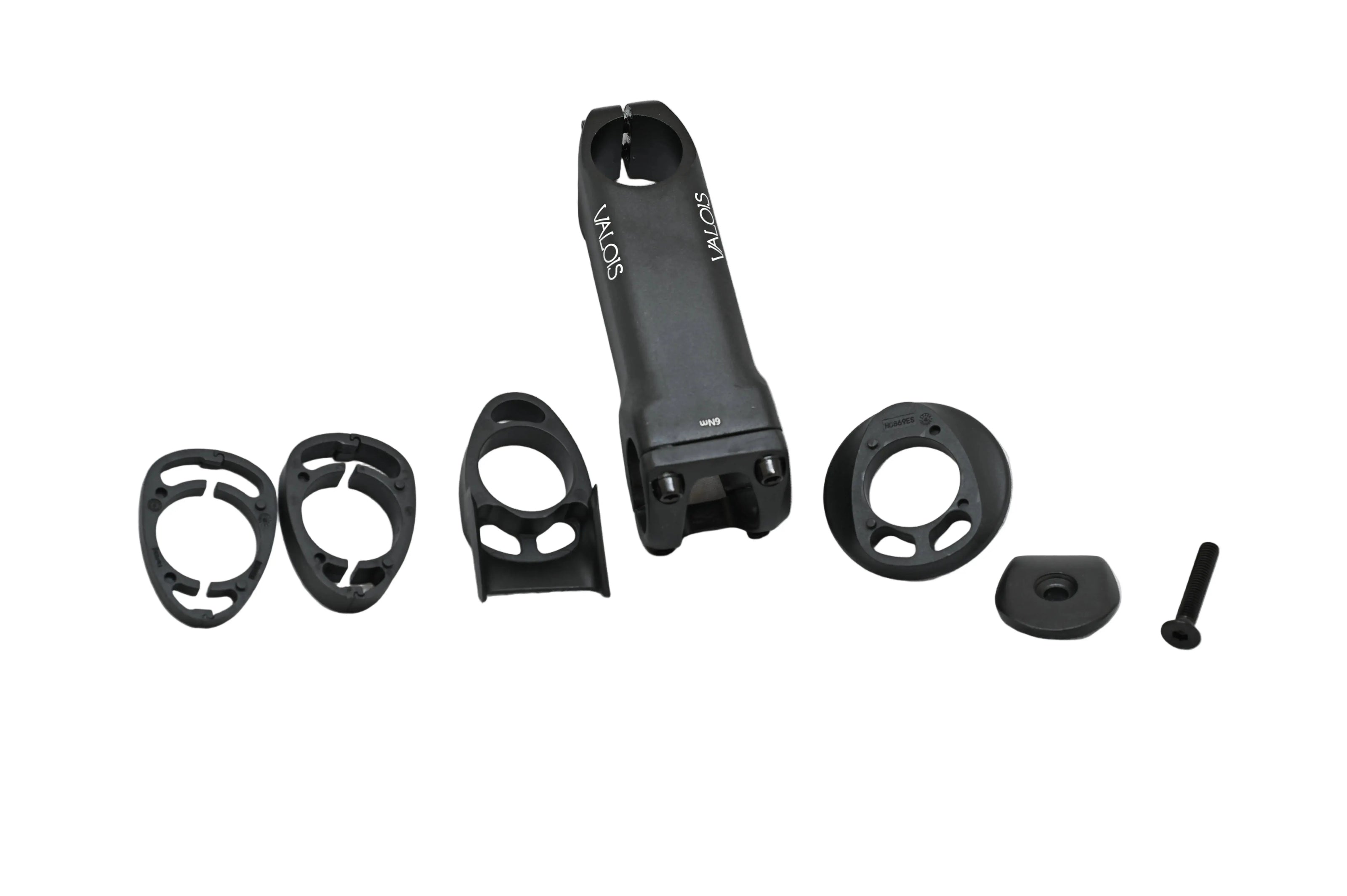 Valois Aˣ Unis stem with spacers, top cap and fitting hardware laid out