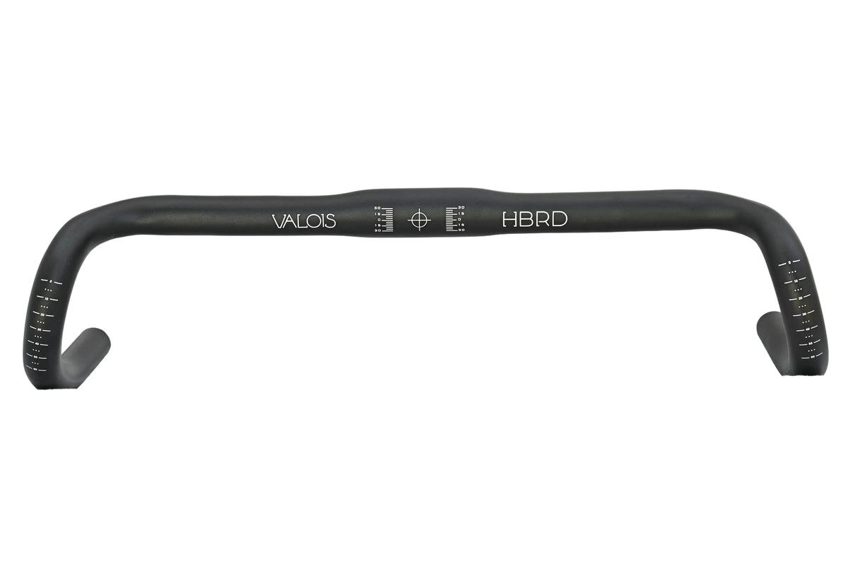 Valois Aˣ HBRD Handlebar lightweight aluminium aero-shaped drop bar with 9° flare and flattened top for all-road performance