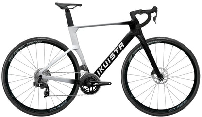 IKUISTA Fluxi carbon road bike in Nordic Alloy with SRAM Rival AXS, drive side view