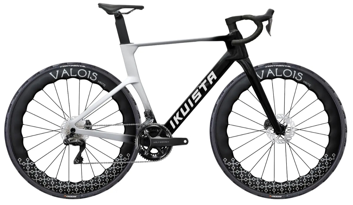 IKUISTA Fluxi carbon road bike in Nordic Alloy with Shimano Ultegra Di2 and Valois deep-section carbon wheels
