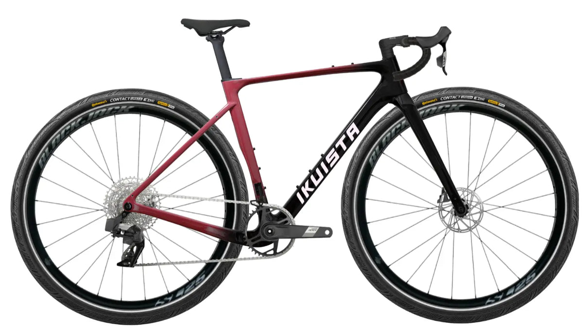 IKUISTA Spektri all-road bike in Oxide Red with SRAM Apex XPLR AXS and wide gravel tyres