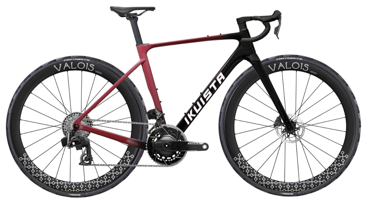 IKUISTA Spektri carbon endurance road bike in Oxide Red with SRAM Force AXS and Valois carbon wheels