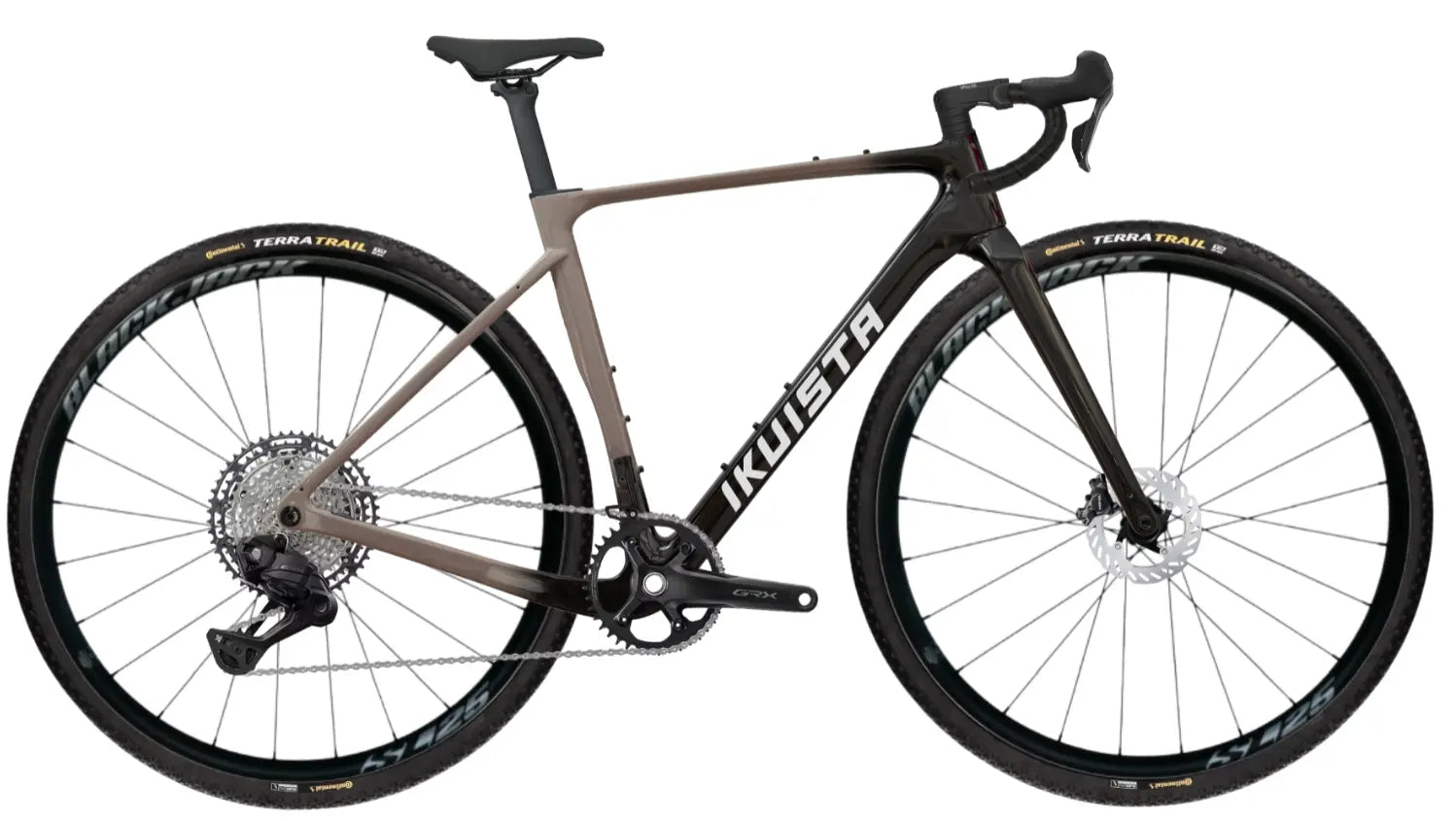 IKUISTA Spektri all-road bike in Stone Taupe with Shimano GRX 700 Di2 and Continental Terra Trail tyres