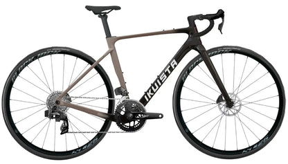 IKUISTA Spektri carbon endurance road bike in Stone Taupe with SRAM Rival AXS, drive side view