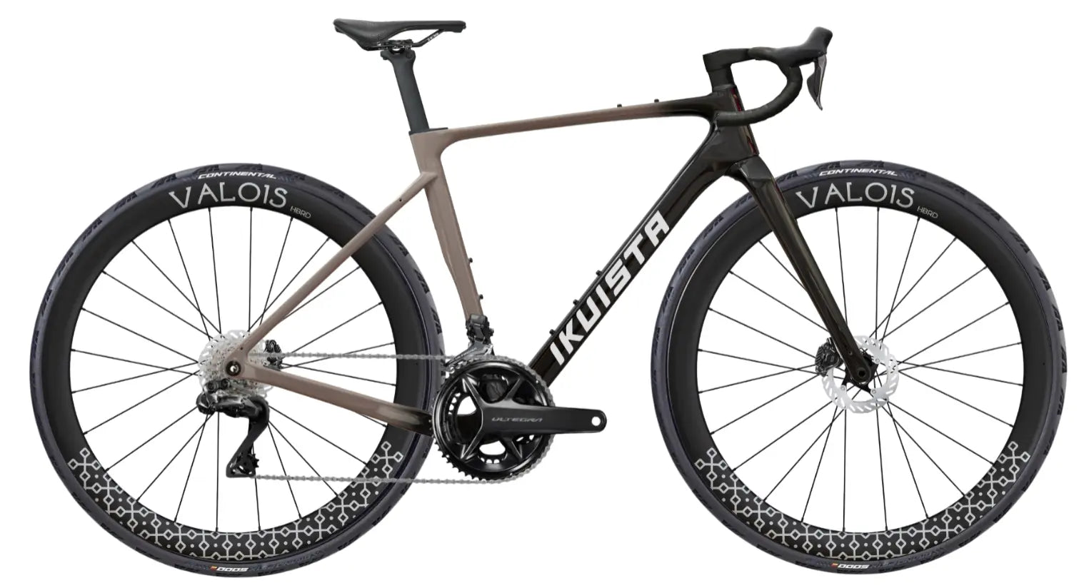 IKUISTA Spektri carbon endurance road bike in Stone Taupe with Shimano Ultegra Di2 and Valois carbon wheels