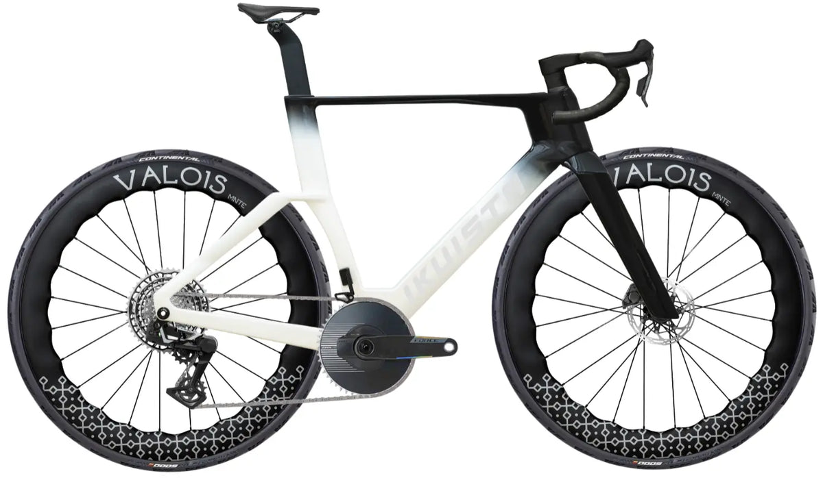 IKUISTA Vektori aero road bike in Pure White, SRAM Force AXS 1x with Valois MNTE deep-section wheels