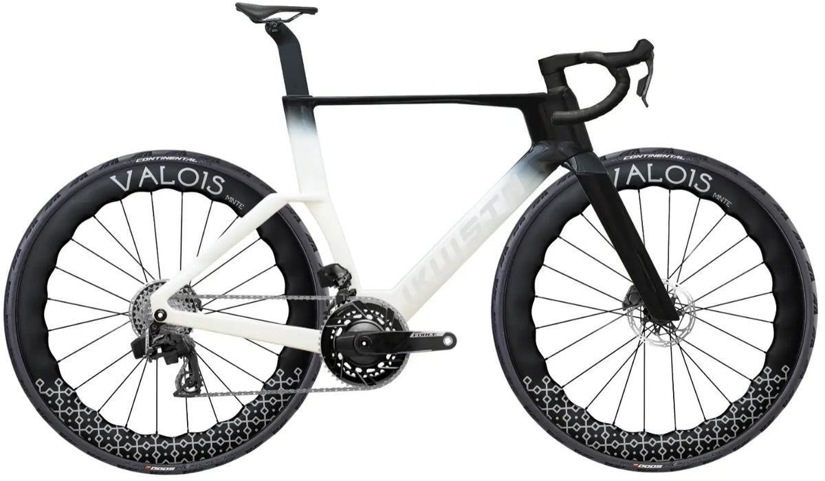 IKUISTA Vektori carbon aero road bike in Pure White with SRAM Force AXS, drive side view