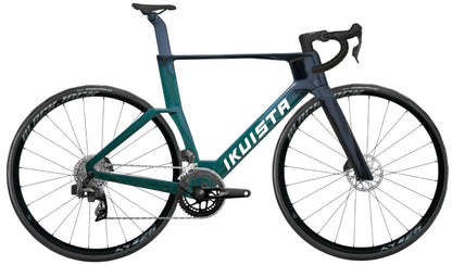IKUISTA Vektori carbon aero road bike in Midnight Pine with SRAM Rival AXS, drive side view